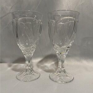 Elegant Vintage Noritake Sweet Swirl Clear Crystal Wine Glass Set of 2